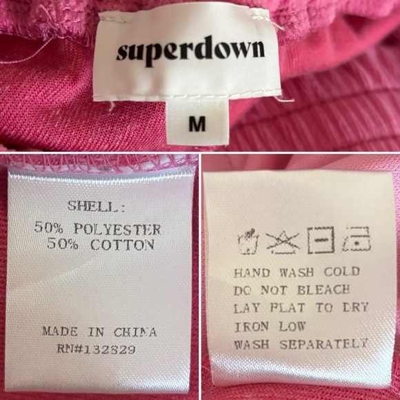 Superdown Penelope Pink Velvet/Velour Sweatpants, Pockets, Jogger Ankle Cuffs, M - Picture 8 of 8